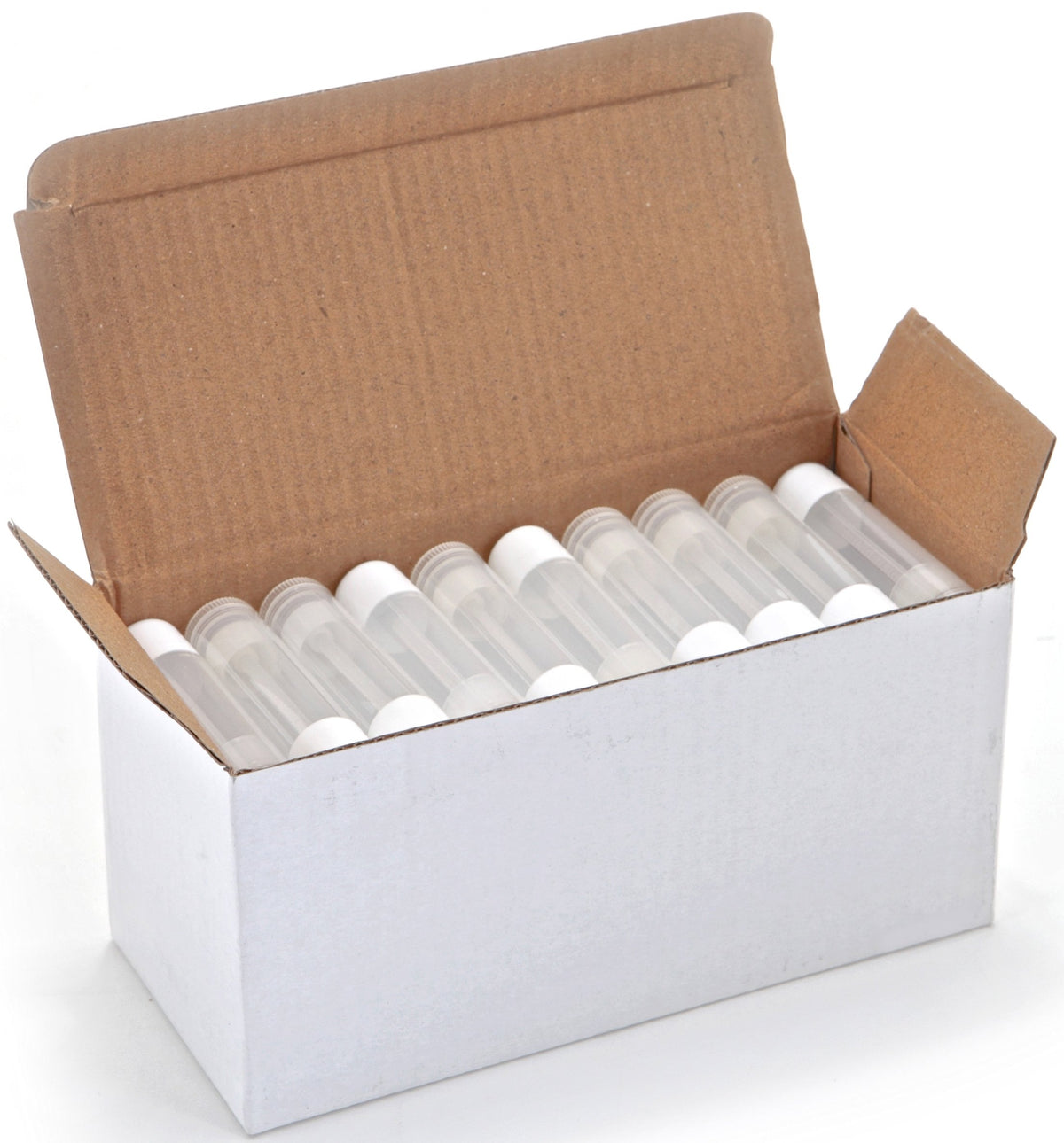Vivaplex front view of clear lip balm tubes showing neat rows and capacity benefit