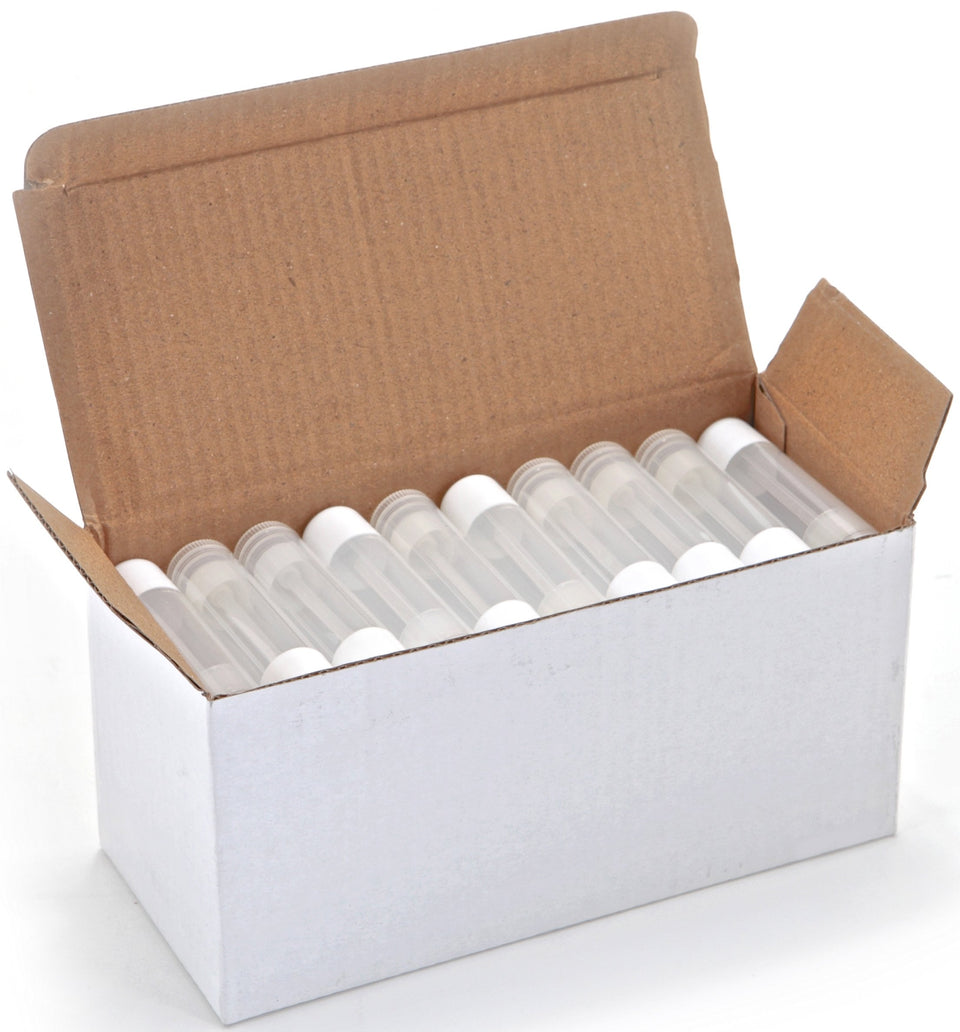 Vivaplex front view of clear lip balm tubes showing neat rows and capacity benefit