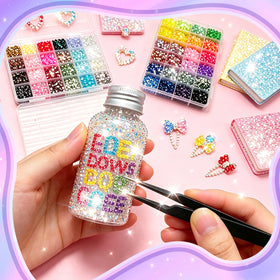 VIVIBOOM rhinestones beside coin showing 3mm size and scale benefit