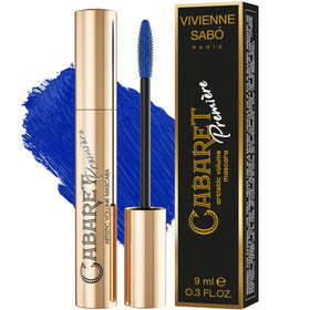 Vivienne Sabó blue mascara tube front view showing compact design and bold color
