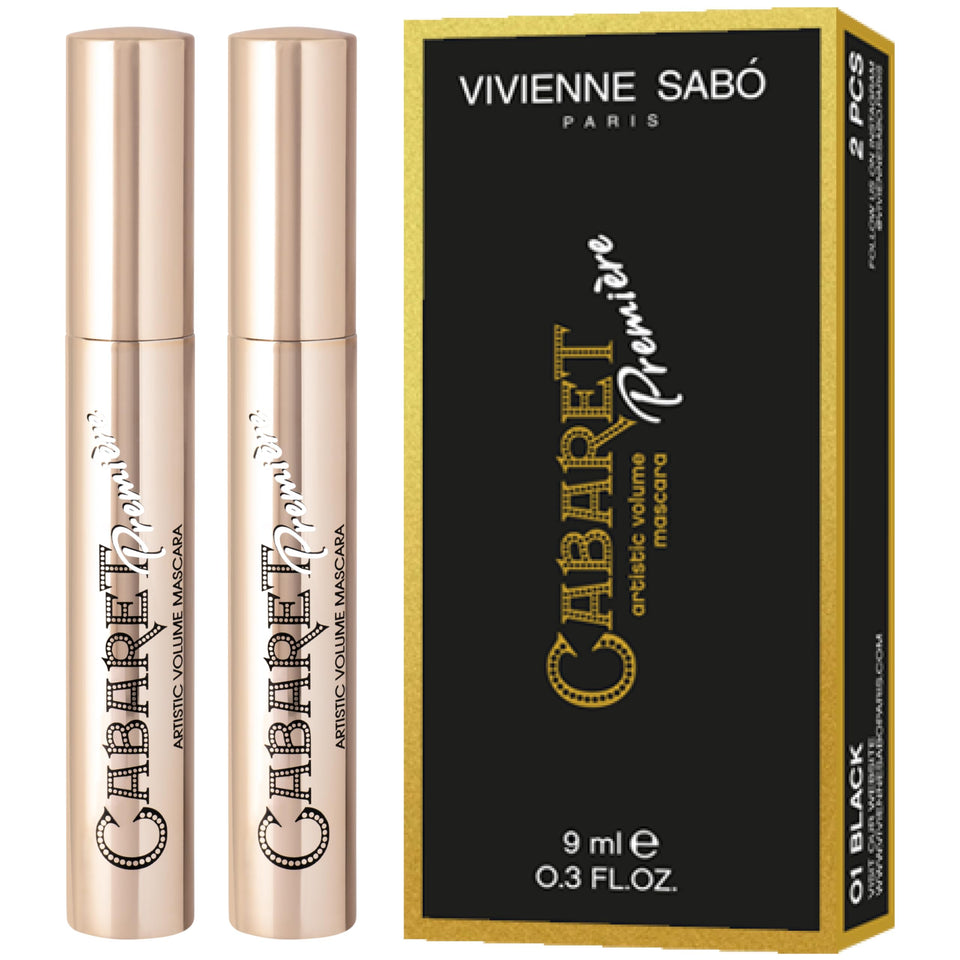 Vivienne Sabó front packaging showing compact mascara tube and two-pack benefit