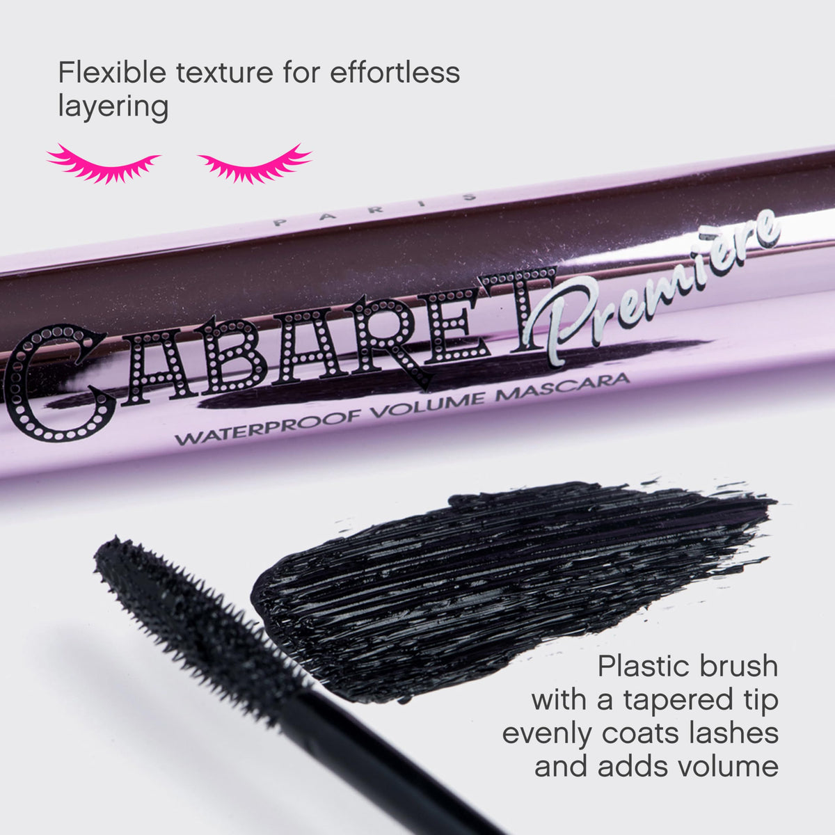 Vivienne Sabó swiped lashes before and after showing volume and length benefit: dramatic lift
