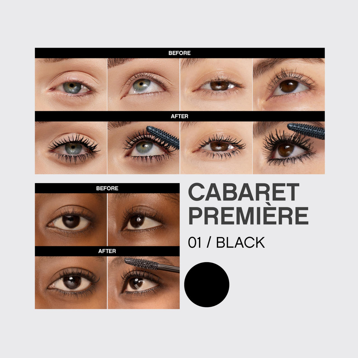 Vivienne Sabó mascara applied on eye enhancing curl and visible length