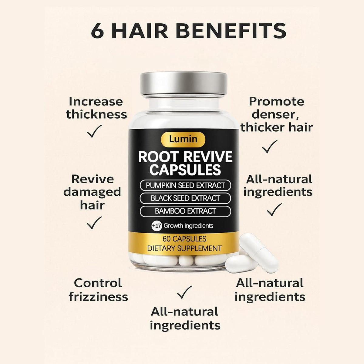 capsules on bathroom counter with skincare items showing Vivikig routine support