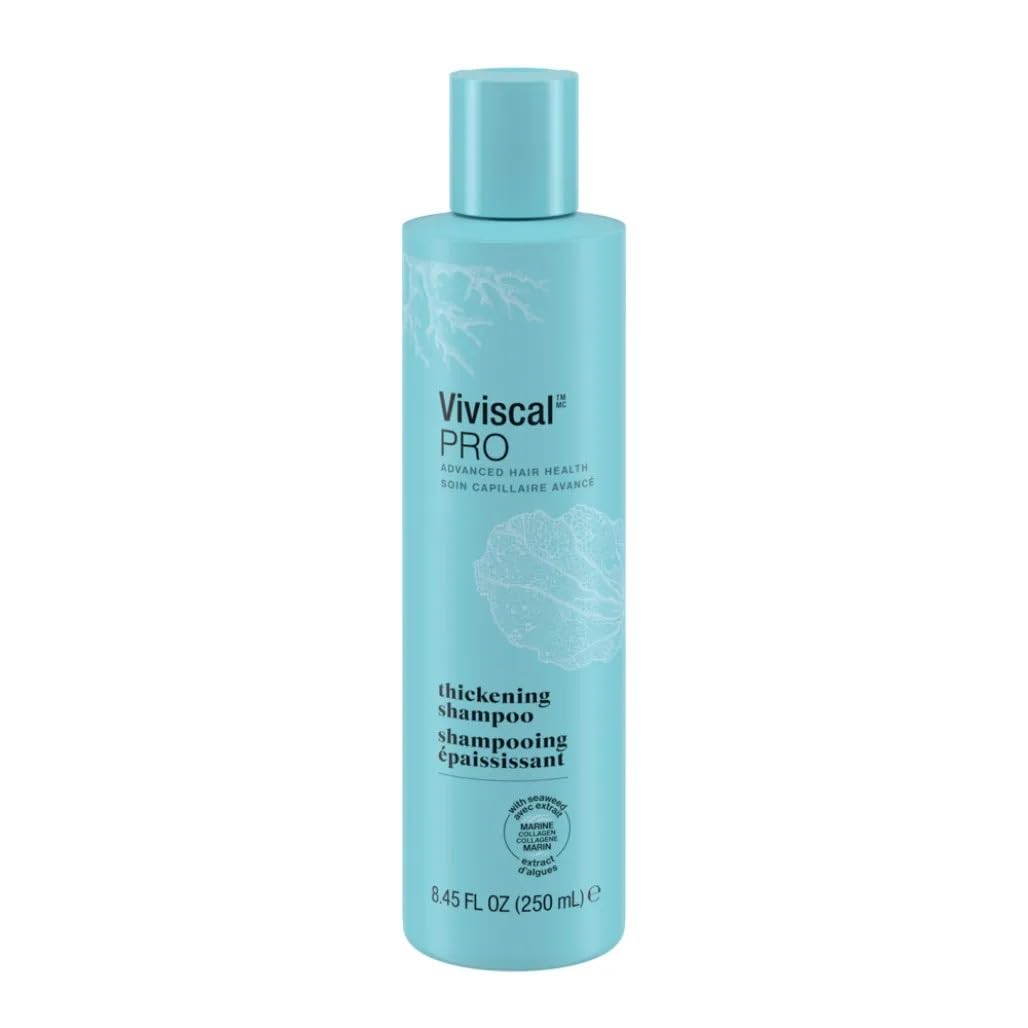Viviscal front packaging of Thin to Thick Shampoo showing bottle and label for easy identification and professional results