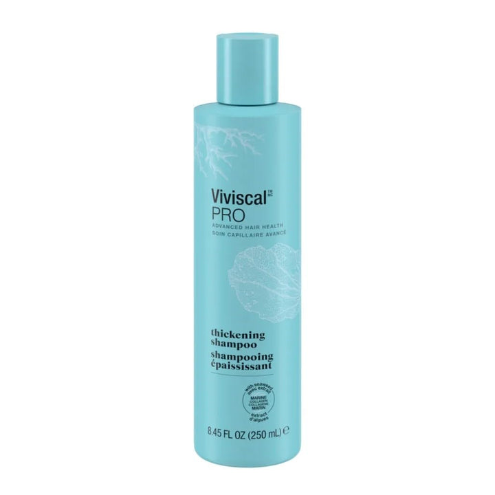 Viviscal front packaging of Thin to Thick Shampoo showing bottle and label for easy identification and professional results