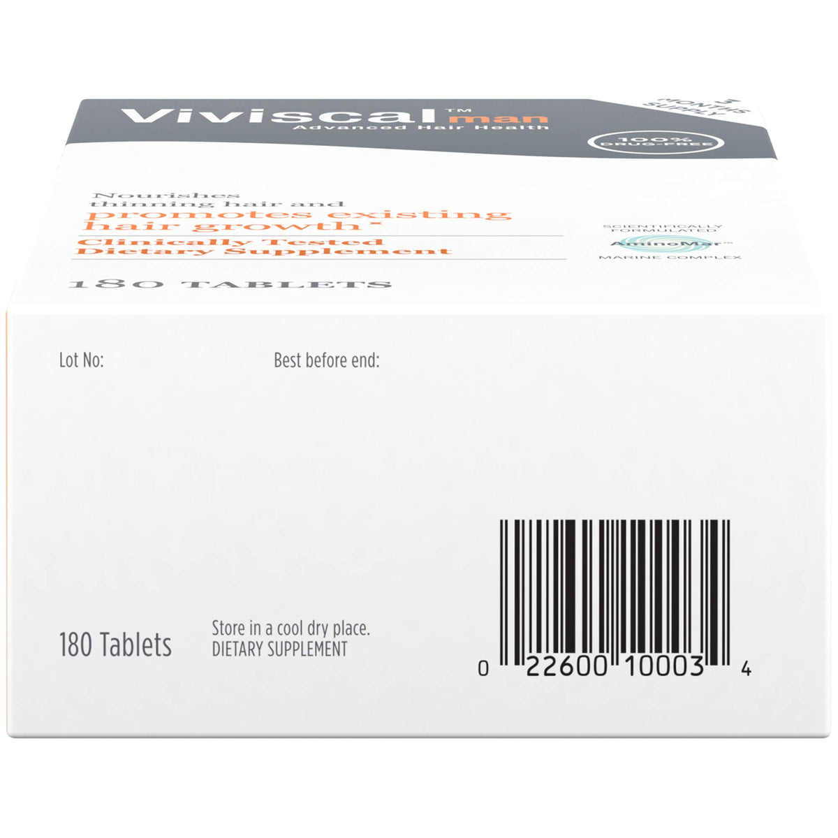 Viviscal label close-up showing AminoMar collagen complex branding