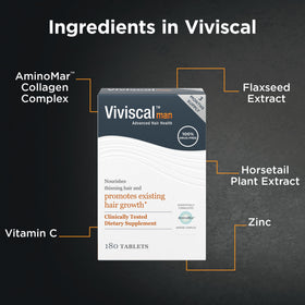 Viviscal open bottle with tablets ready, showing daily dosing convenience