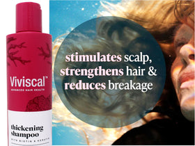Viviscal shampoo pump close-up highlighting easy dispensing and gentle cleanse