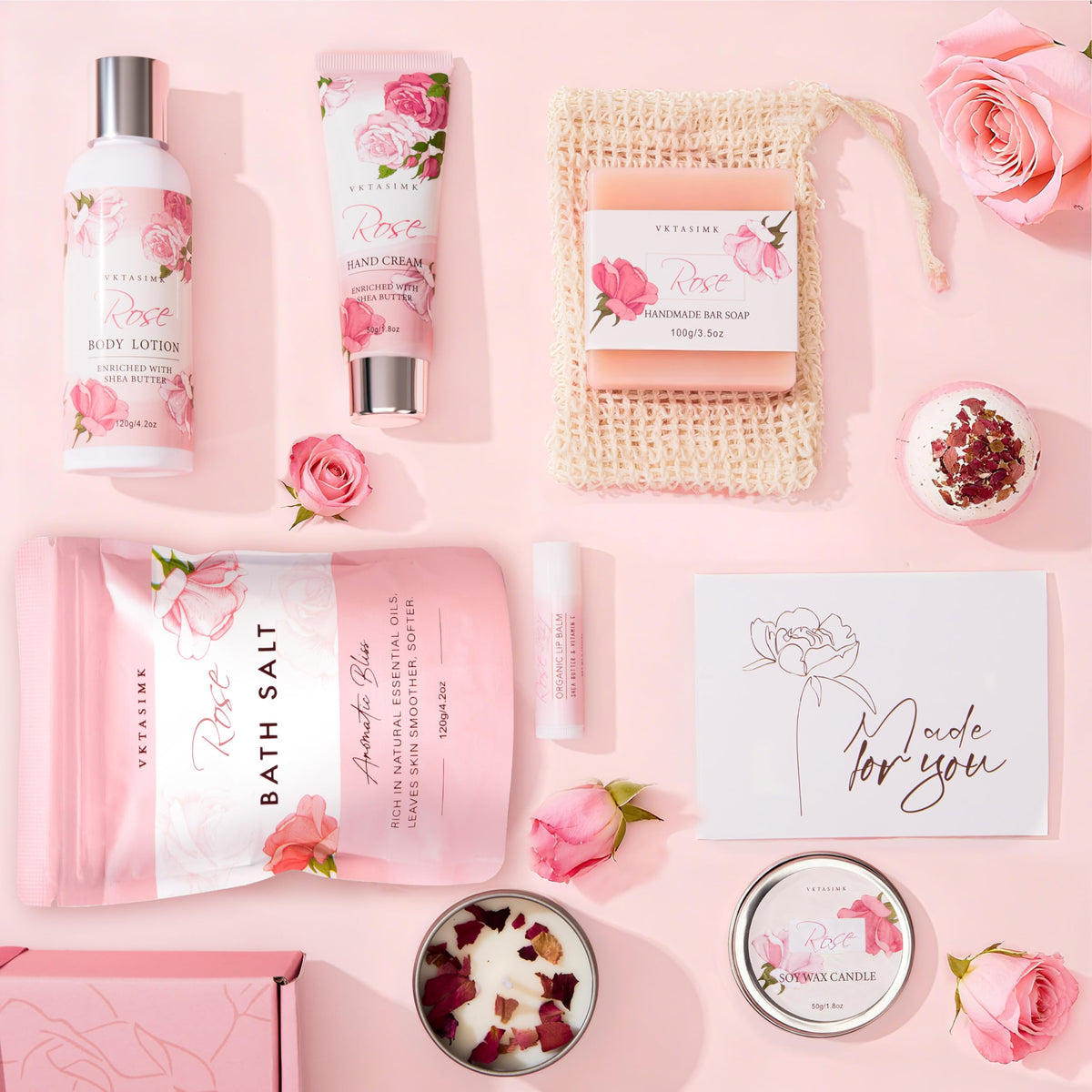 VKTASIMK rose-scented soy candle close-up creating calming atmosphere