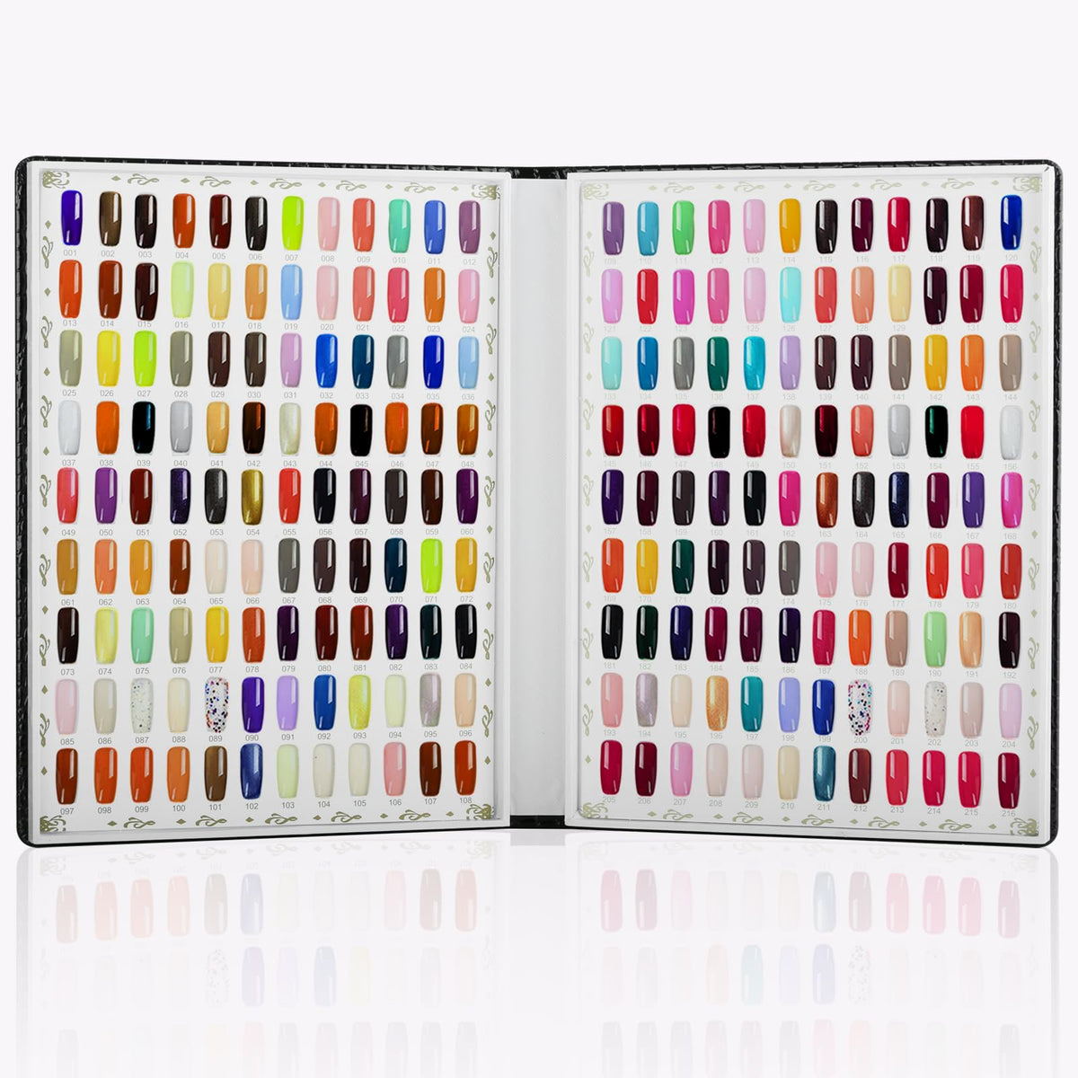 vnjaoi displayed on salon counter helping clients pick colors