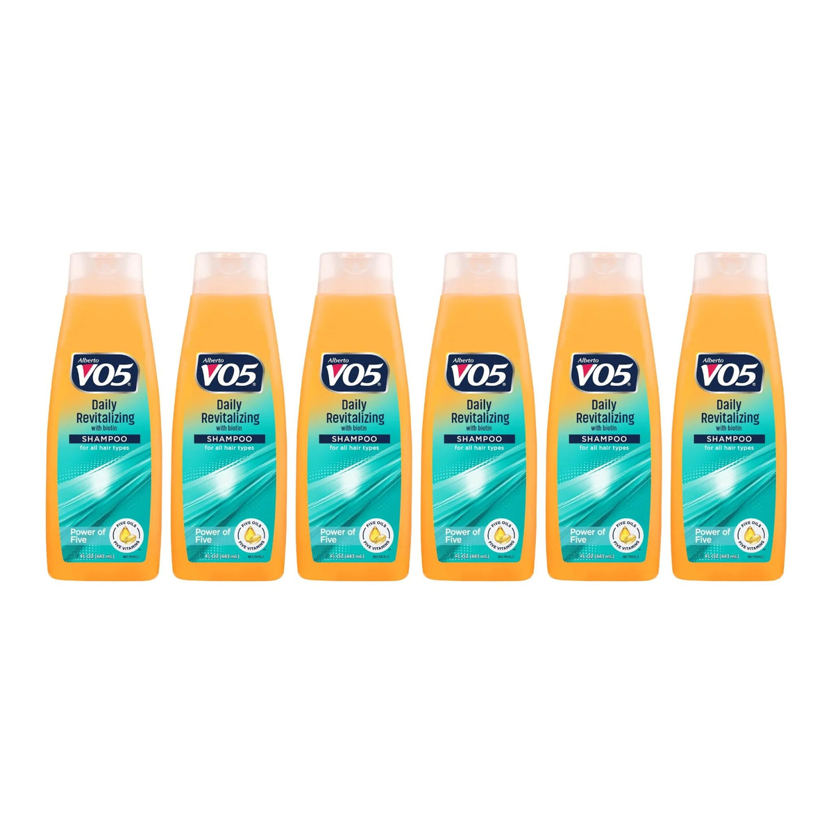 VO5 front packaging showing 15 oz bottle and clear product benefit