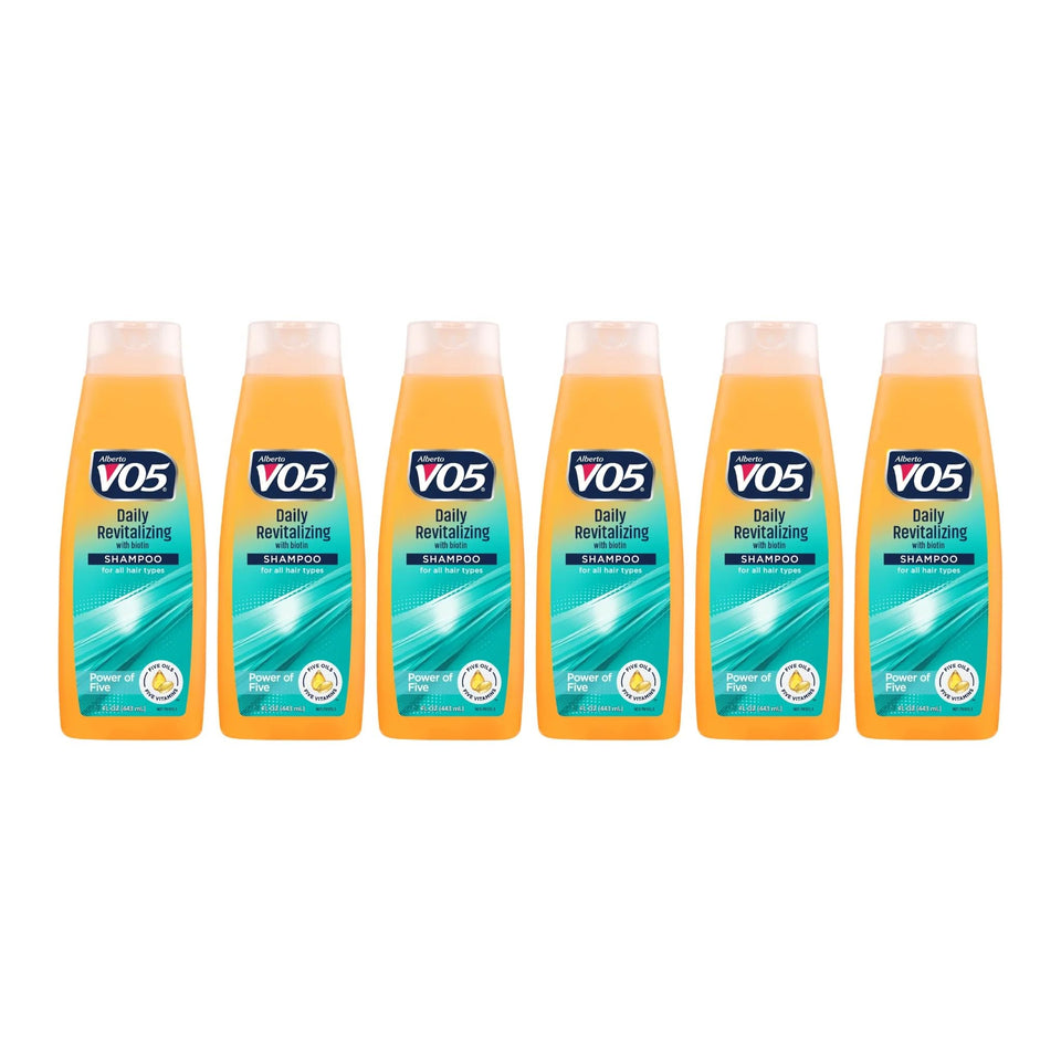 VO5 front packaging showing 15 oz bottle and clear product benefit