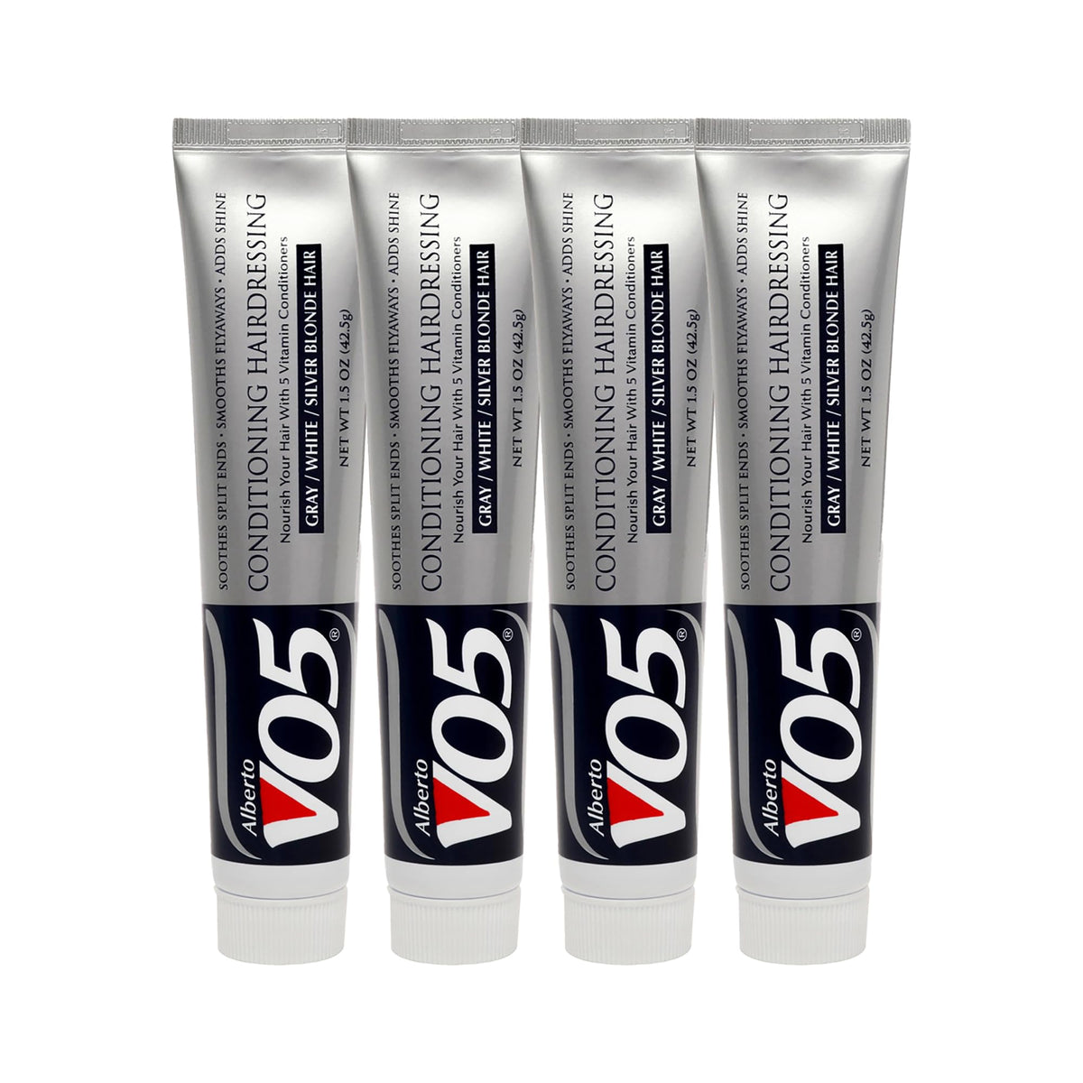 VO5 front packaging showing four 1.5 oz bottles and travel-friendly concentrated conditioner benefits