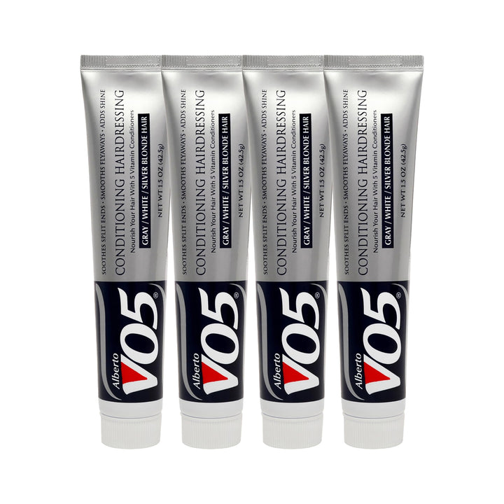 VO5 front packaging showing four 1.5 oz bottles and travel-friendly concentrated conditioner benefits