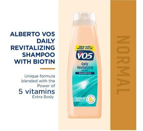 VO5 label close-up highlighting vitamins and nourishing ingredients