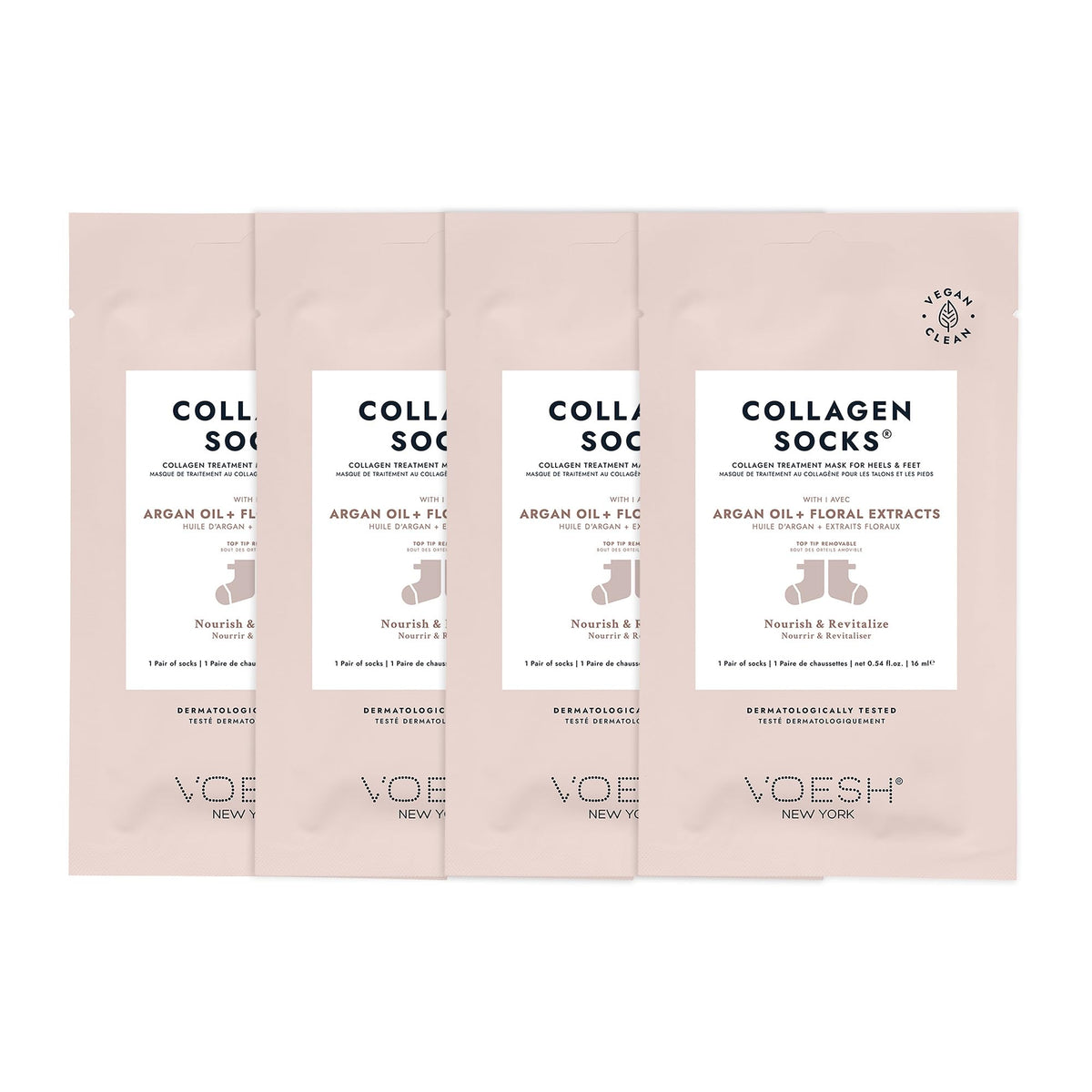 VOESH front packaging showing 4-pack, clear product benefit moisturizes