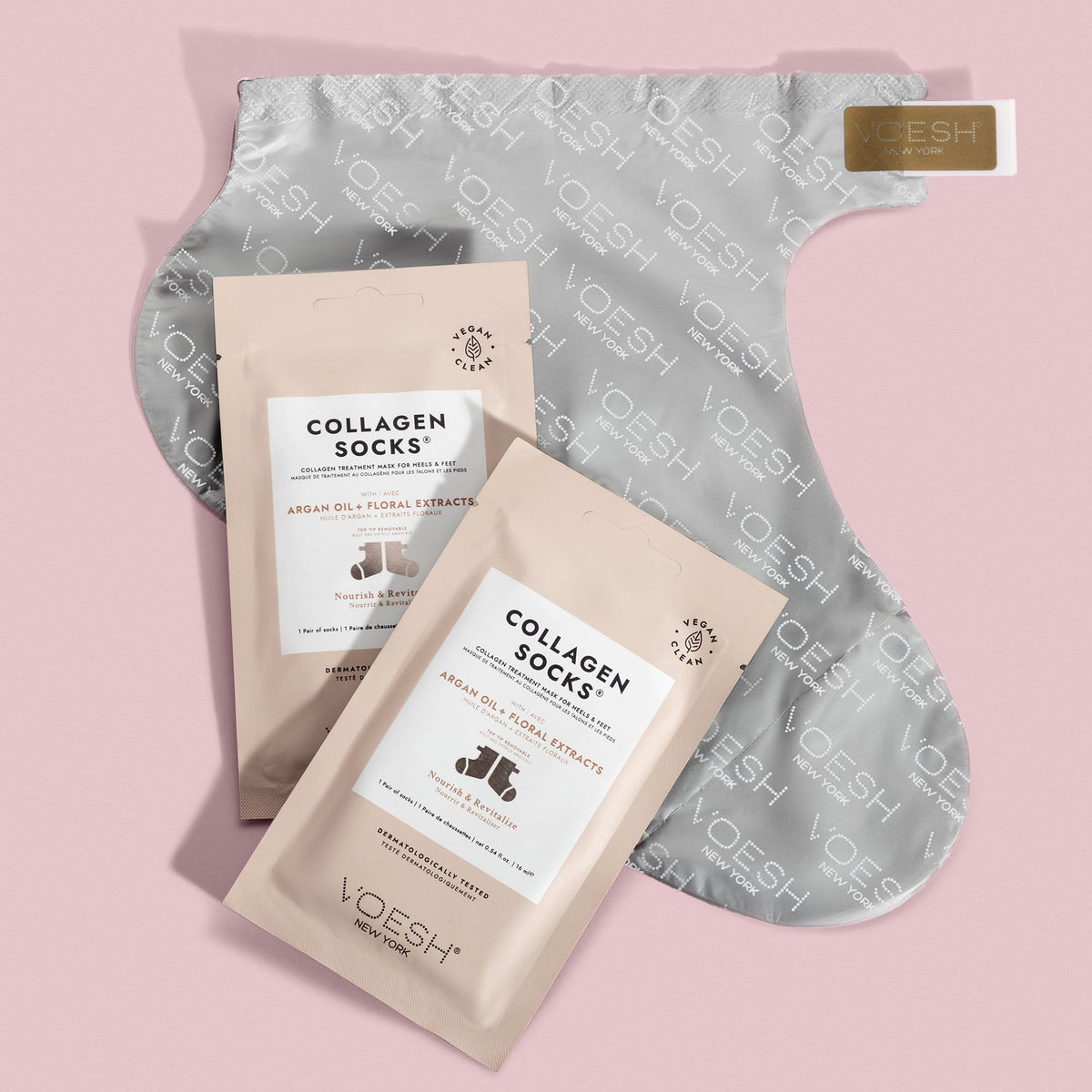 VOESH sock interior lining detail highlighting collagen infusion benefit