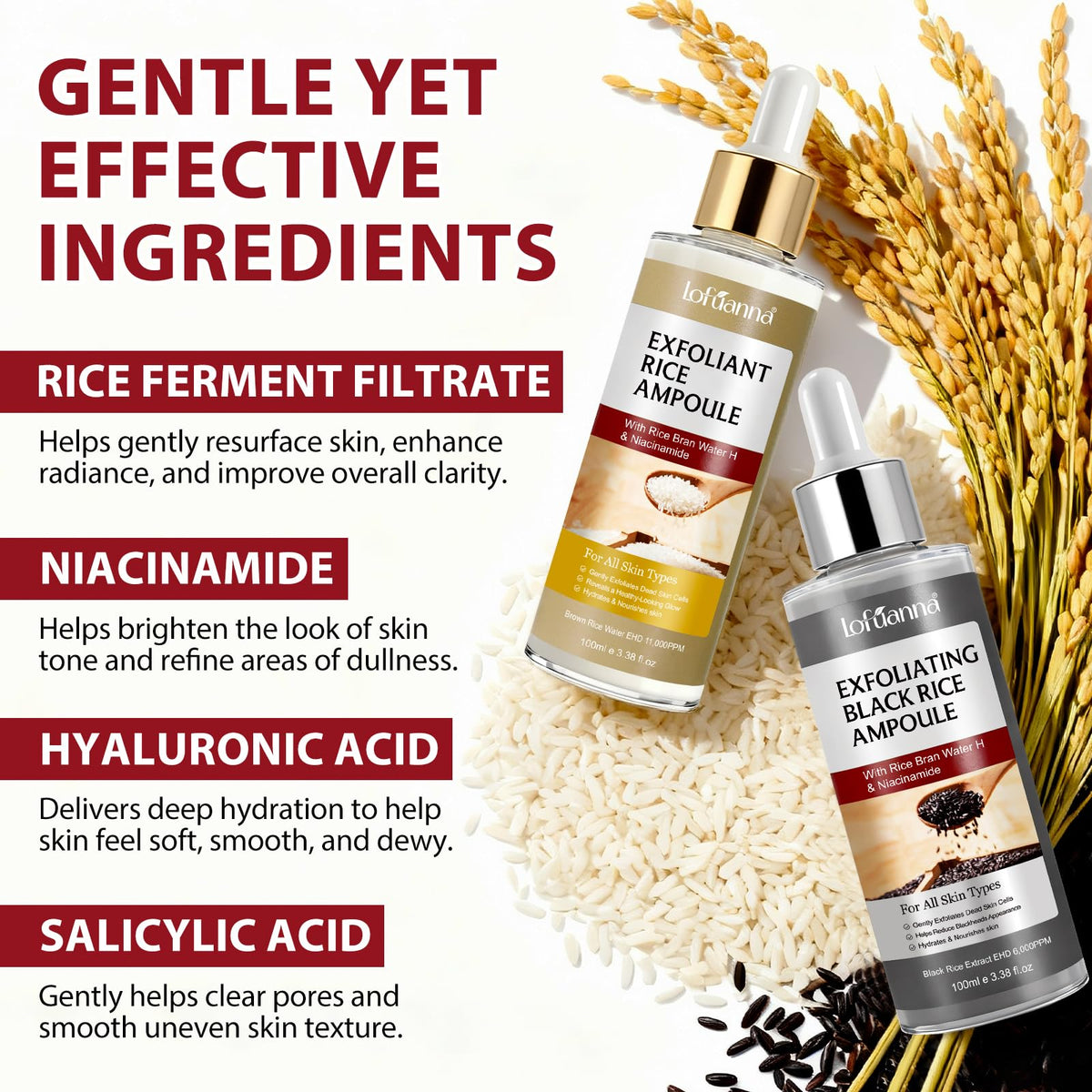 VOFANK black rice close-up, emphasizing natural exfoliant and gentle renewal