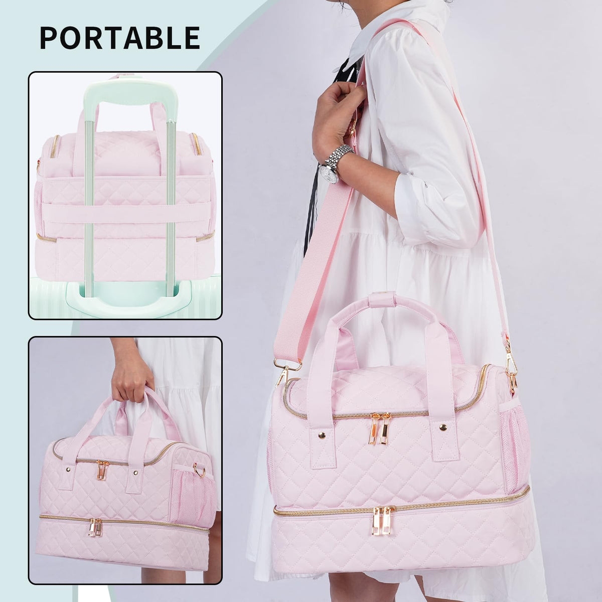 VOFIpremiAm attached to suitcase handle for easy travel and hands-free carrying