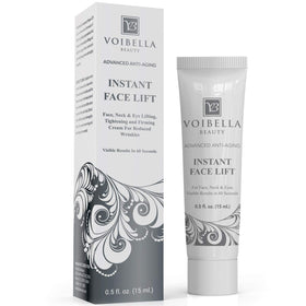 VOIBELLA BEAUTY front jar shot showing clean packaging and instant lift benefit