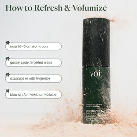 Voir Haircare before and after photos showing visible root lift and fuller hair