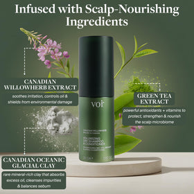 Voir Haircare spraying onto roots demonstrating quick application and instant refresh benefit