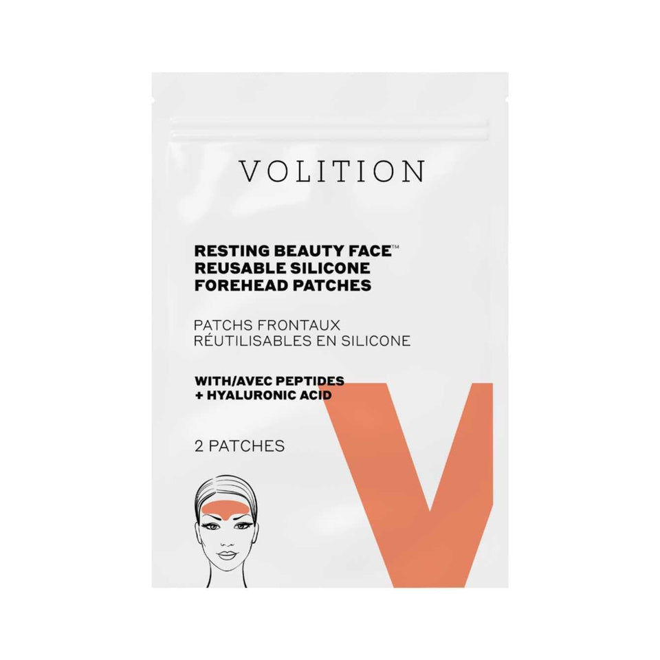 Volition front packaging showing reusable forehead patches and benefits
