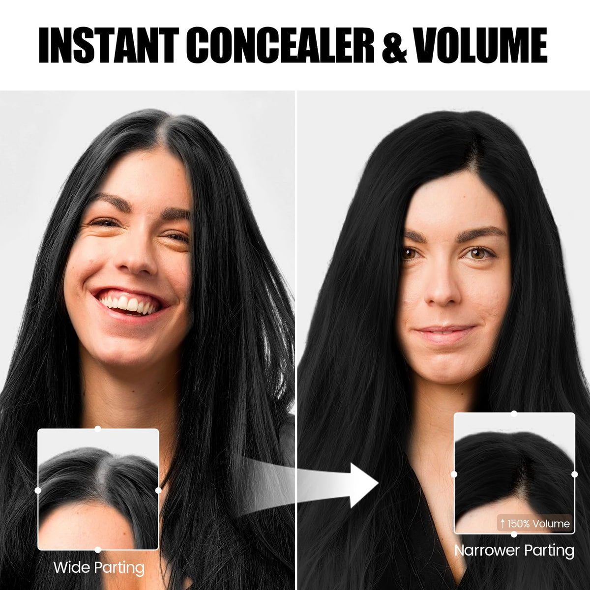 VOLLUCK spray texture on hair demonstrating natural-looking thickness and blend