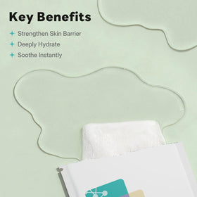 Voolga mask applied on model demonstrating instant calming effect