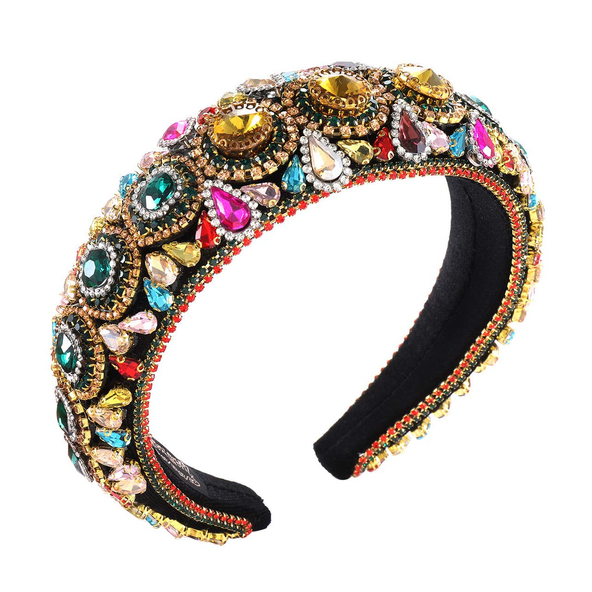 Vosaplk front view of bejewelled headband showing full crystal pattern and elegance