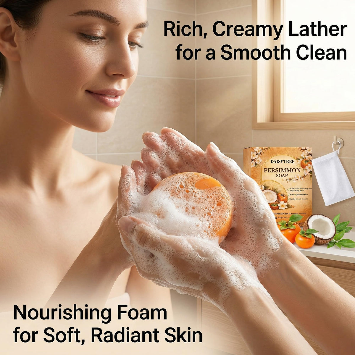 VOSETOKELA rich foam in mesh bag demonstrating lather efficiency and coverage