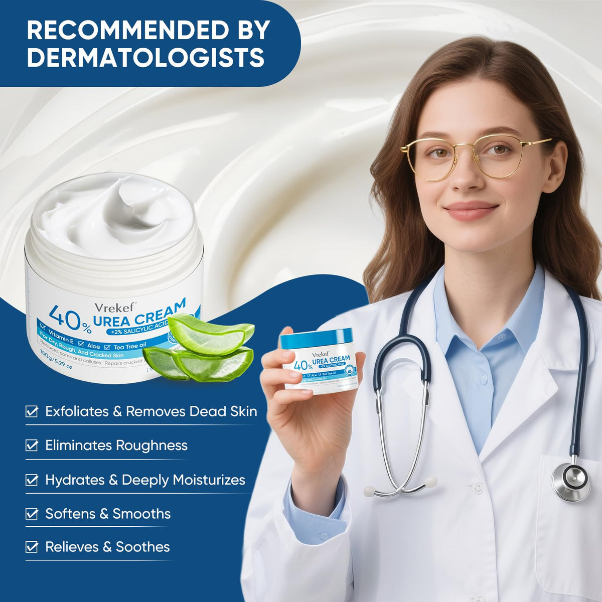 VREKEF application on heel demonstrating targeted moisturizing and callus softening benefit