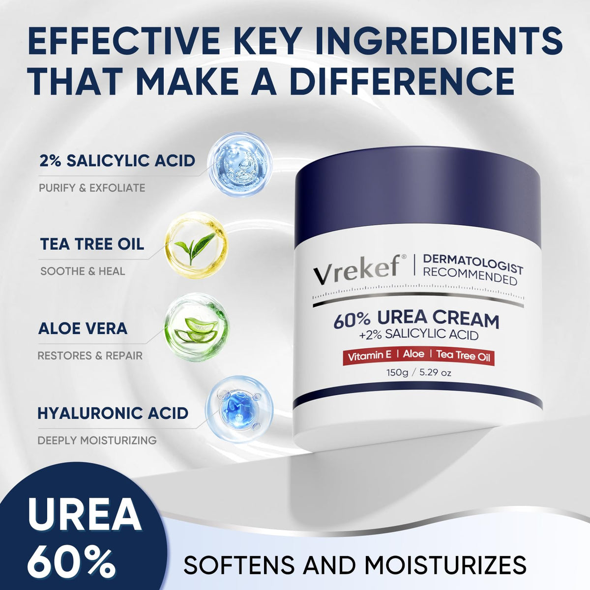 VREKEF cream texture close-up highlighting smooth spreadable hydration