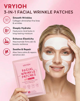 Vryioh forehead patch close-up demonstrating secure fit and smoothing