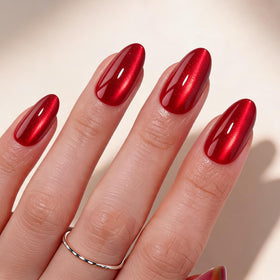 VSALON front packaging showing red cat-eye glossy nails and kit contents for ready use