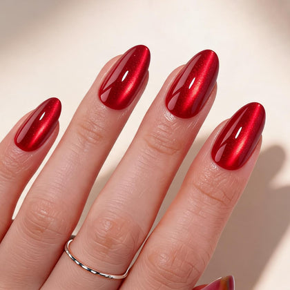 VSALON front packaging showing red cat-eye glossy nails and kit contents for ready use