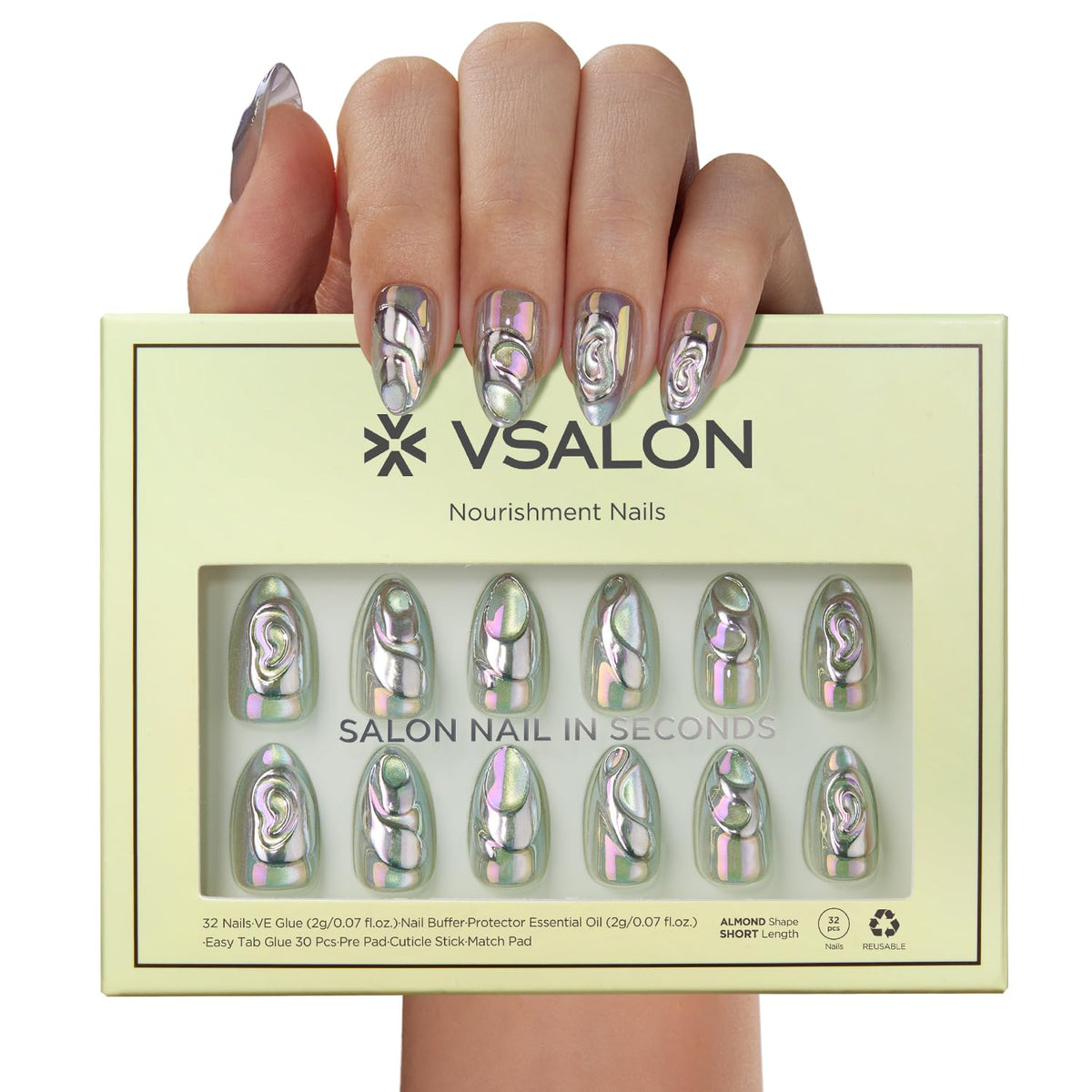 VSALON lifestyle shot at an evening event showcasing dramatic manicure