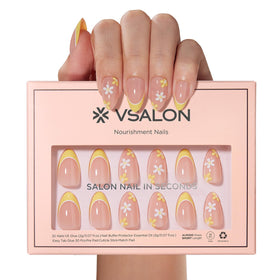 VSALON display of 16 nail sizes for a seamless custom fit and secure wear