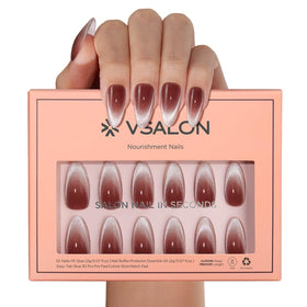 VSALON high-gloss nail surface close-up showing durable shine and salon finish benefit
