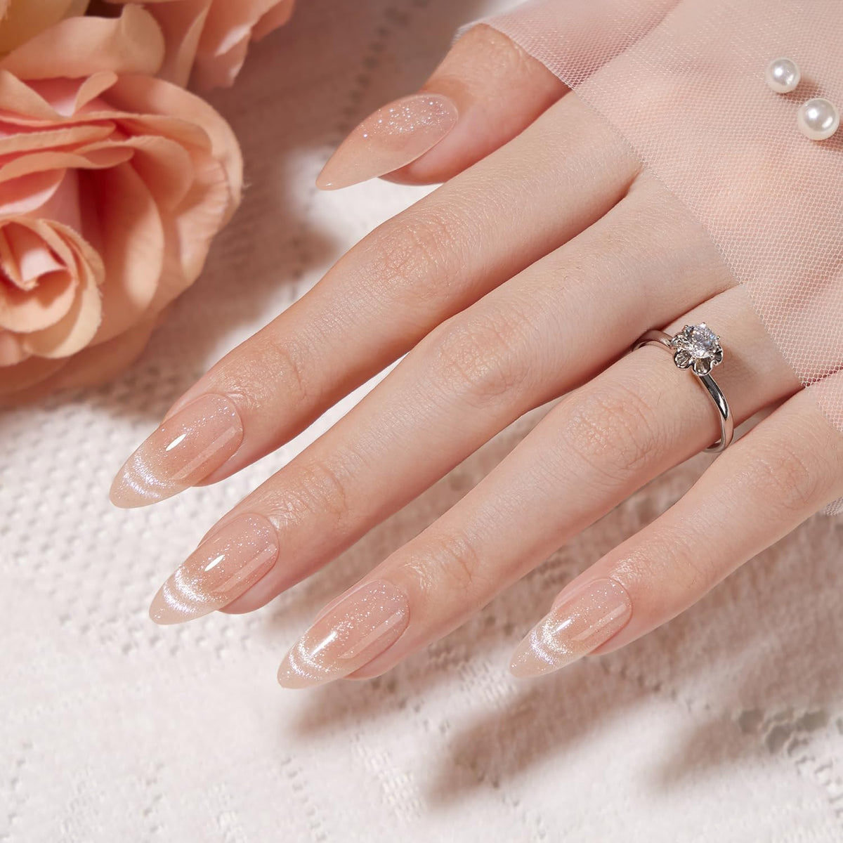 VSALON UV glue being cured to illustrate long-lasting strong hold