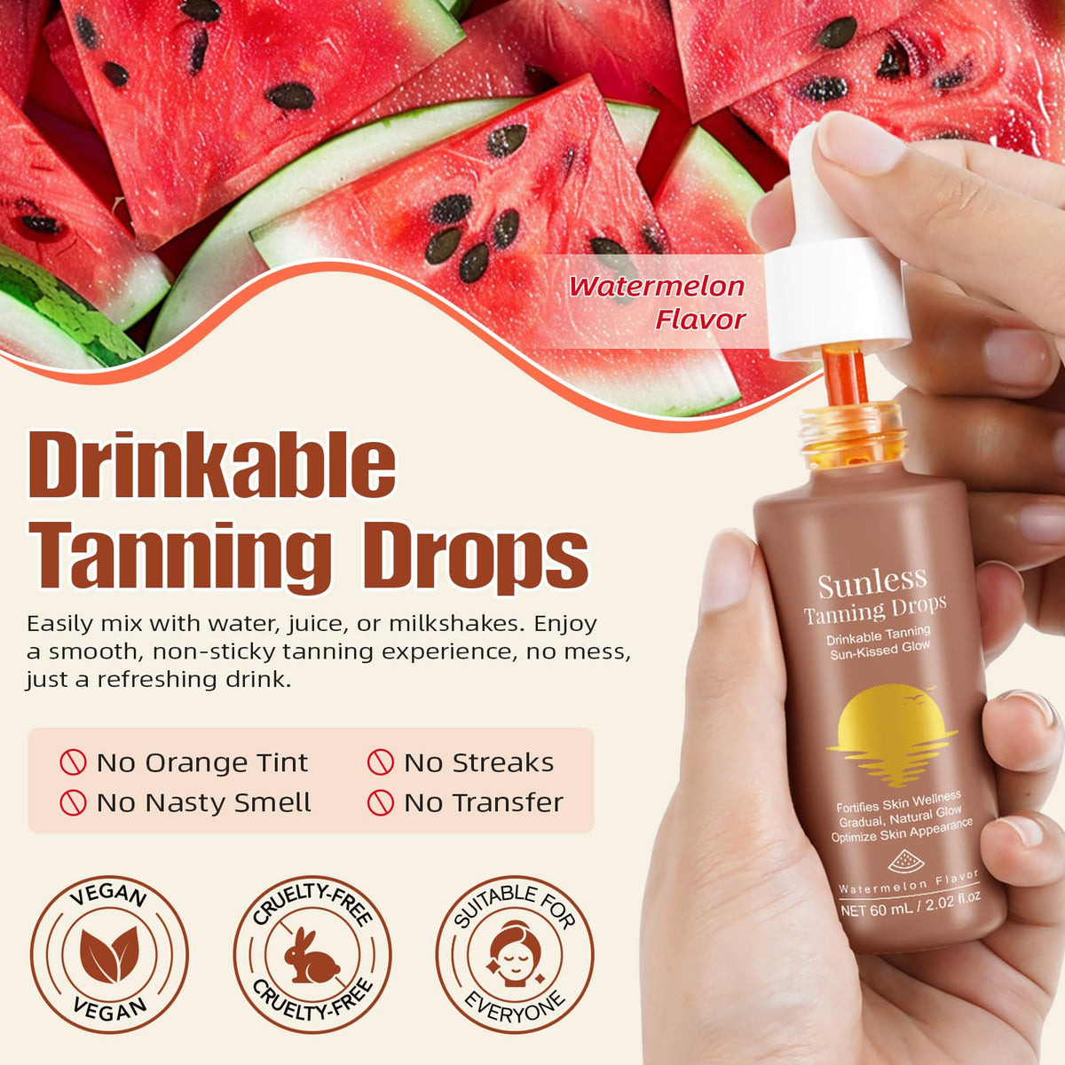 VSKZFSRY bottle in a beach bag, illustrating travel-friendly tanning