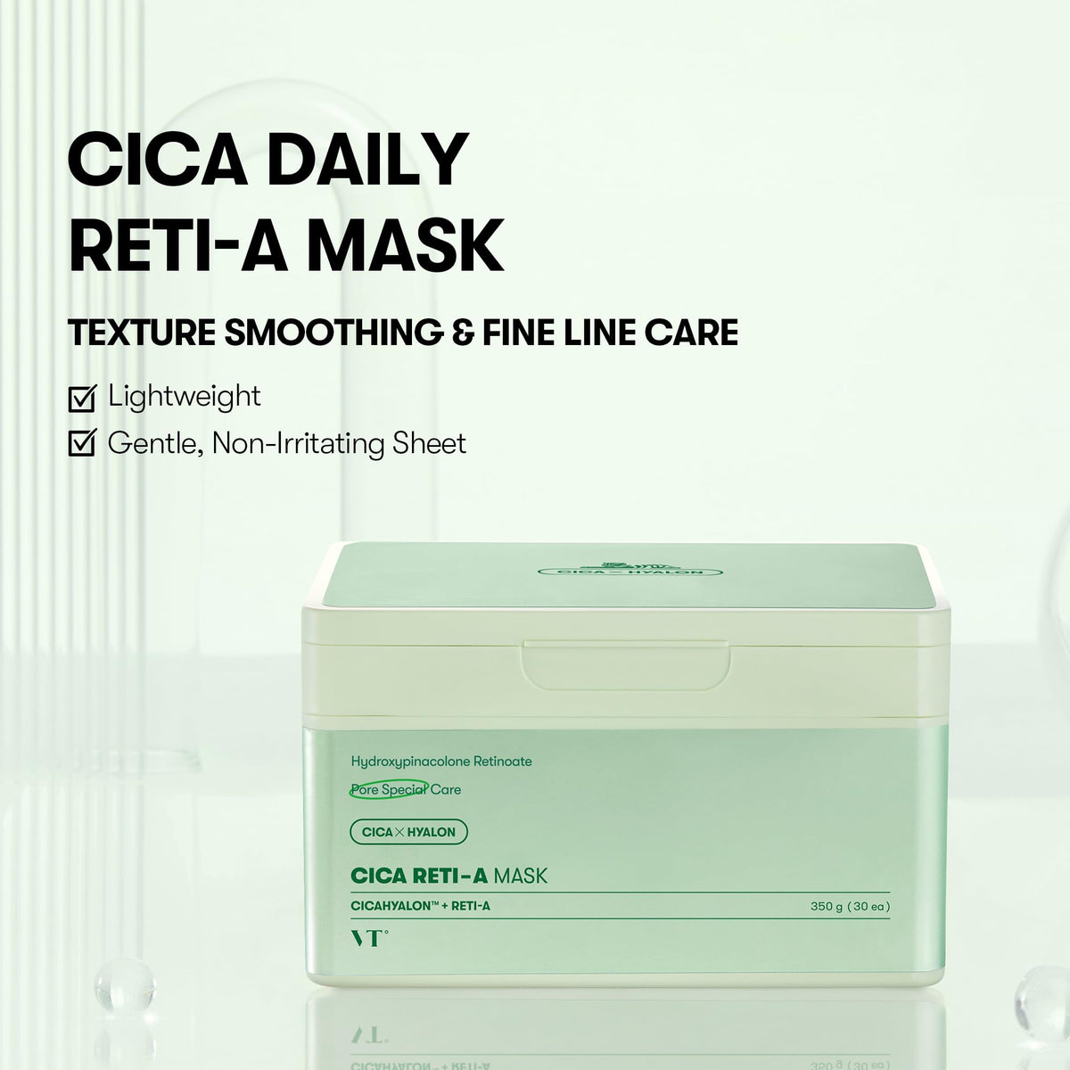 VT COSMETICS single sheet mask removed from pouch illustrating thin fit and ease