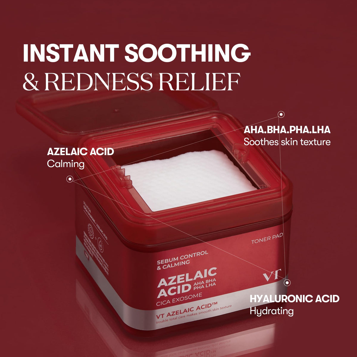 VT COSMETICS pad soaked with serum to show hydrating formula benefit