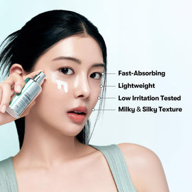 VT COSMETICS applying essence to cheek, promotes plumping and surface moisture