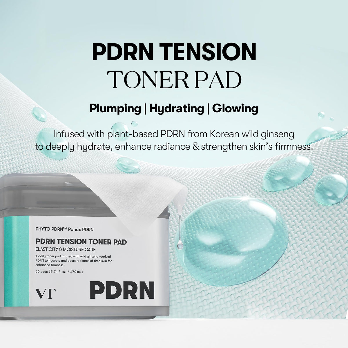 VT COSMETICS close-up of pad soaked in milky essence for deep moisturization