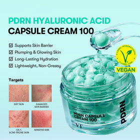 VT COSMETICS closeup of visible PDRN capsules enhancing skin delivery