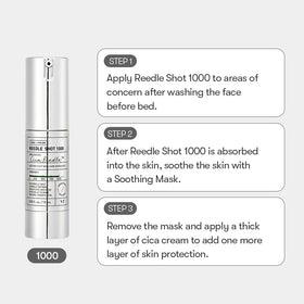 VT COSMETICS Reedle Shot 1000 held in hand to show 15ml size and convenient travel-friendly benefit