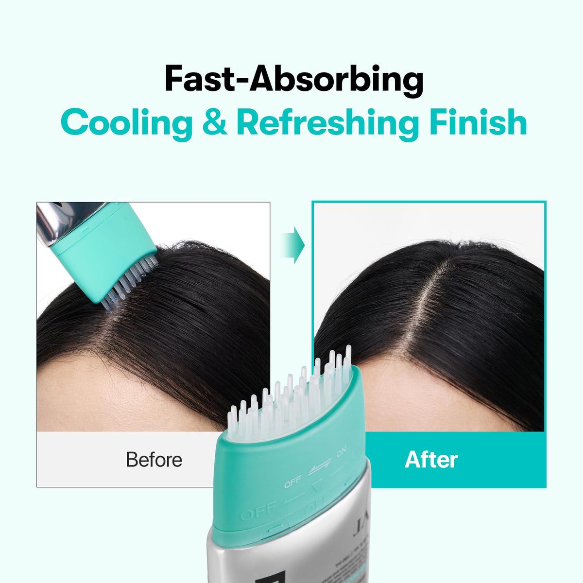 VT COSMETICS applying Reedle Shot Brush to scalp for targeted refresh