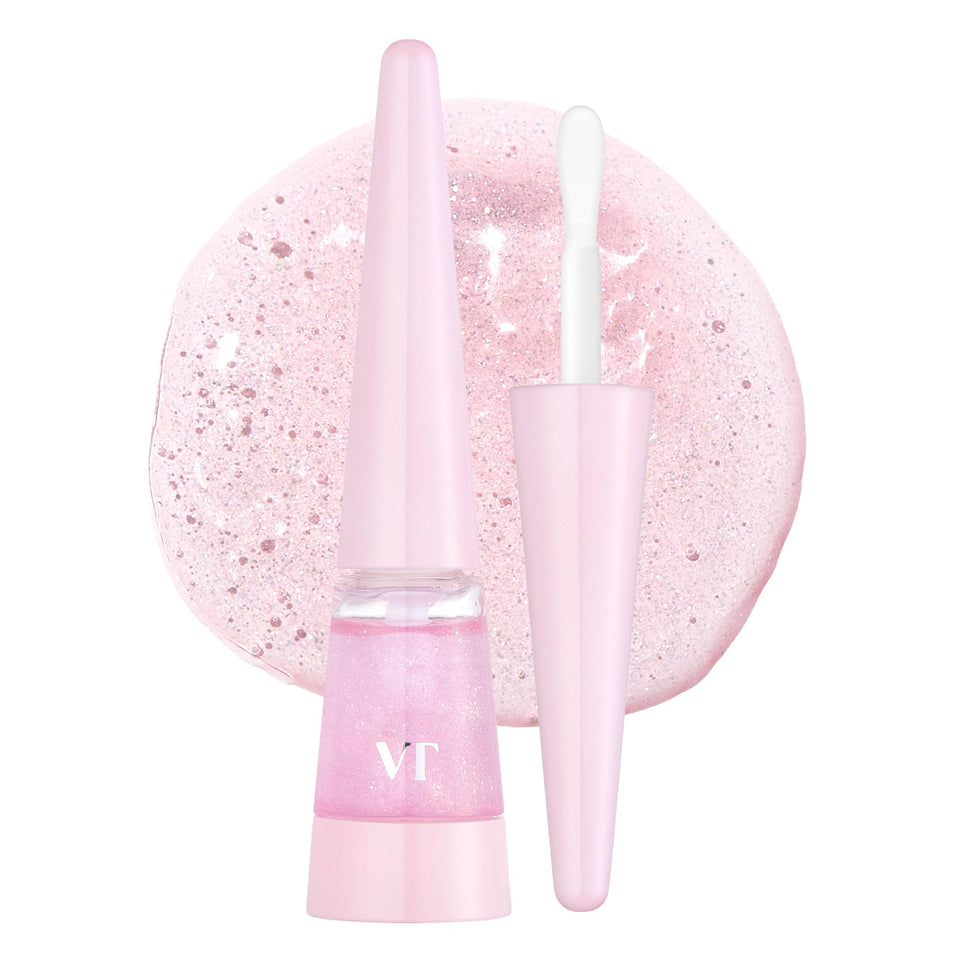 VT COSMETICS reedle shot front packaging showing compact plumping gloss